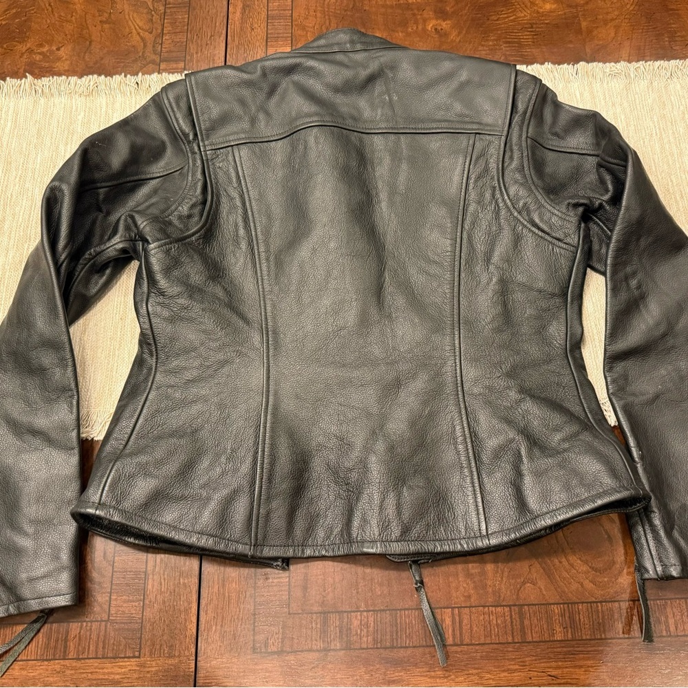RARE Harley Davidson Women’s Leather Jacket M | Black Moto Biker Jacket Vintage - Picture 7 of 10